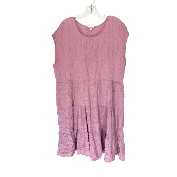 Knox Rose Dress XL Pink Short Sleeve Gauze Lightweight Pastel Tiered Casual - Picture 1 of 8